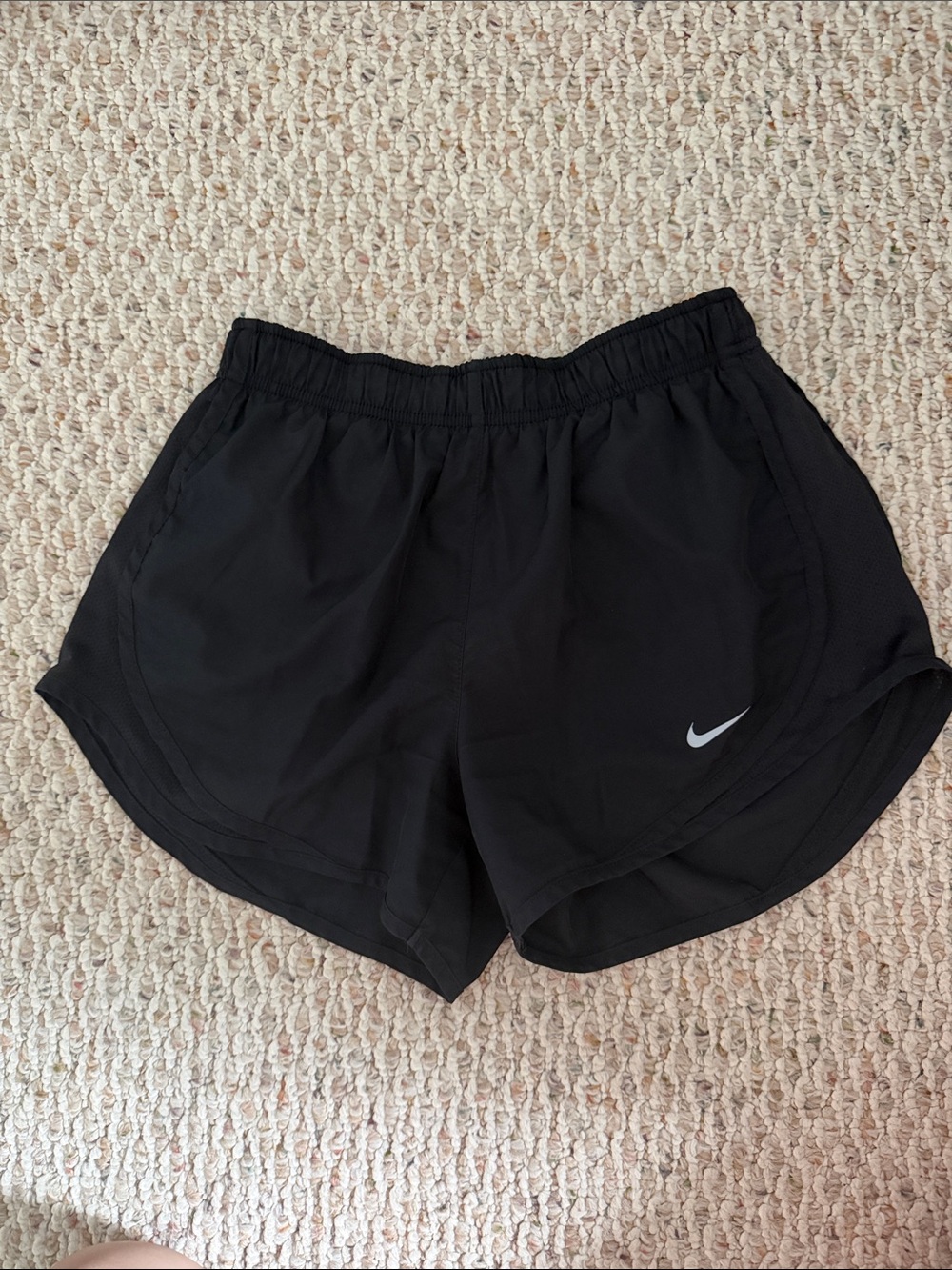 Nike Women's Black Athletic Running Shorts with White Swoosh